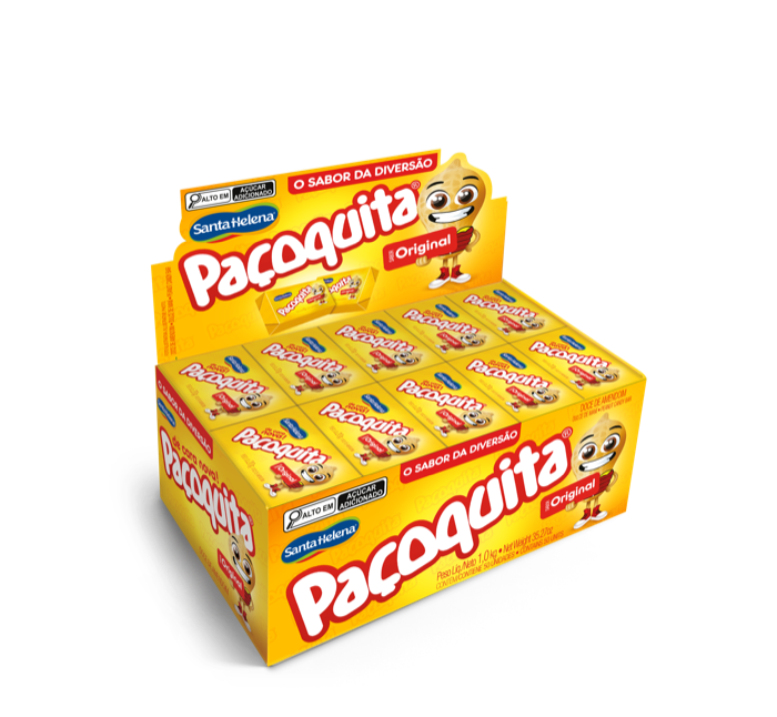 Paçoca Paçoquita Quadrada Embalada Display 1 kg Original, 50 unidades de 20 g